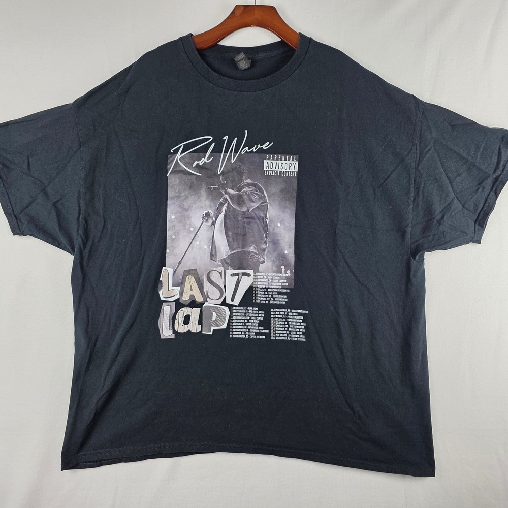Rod Wave Last Lap Tour 2023 Concert Graphic T-Shirt Mens 3XL Black Gildan Cotton